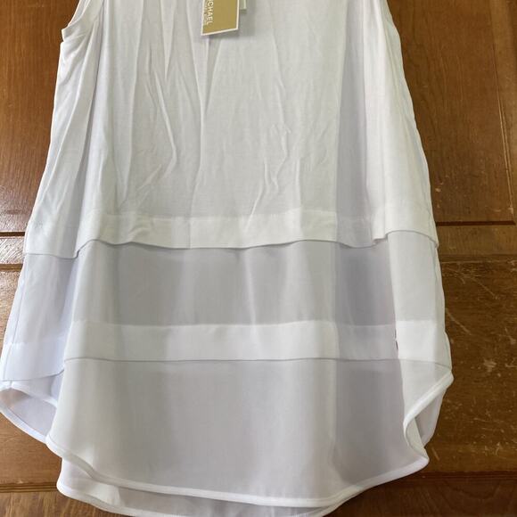 Michael Kors Women's Sleeveless Tank Tops Size M New White Basics 3 Tier Top $79 - Picture 3 of 9